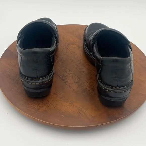 Born Concept Black Leather Slip-On Casual Loafer Clog Block Heel Women’s Sz 8M/W - Picture 4 of 10